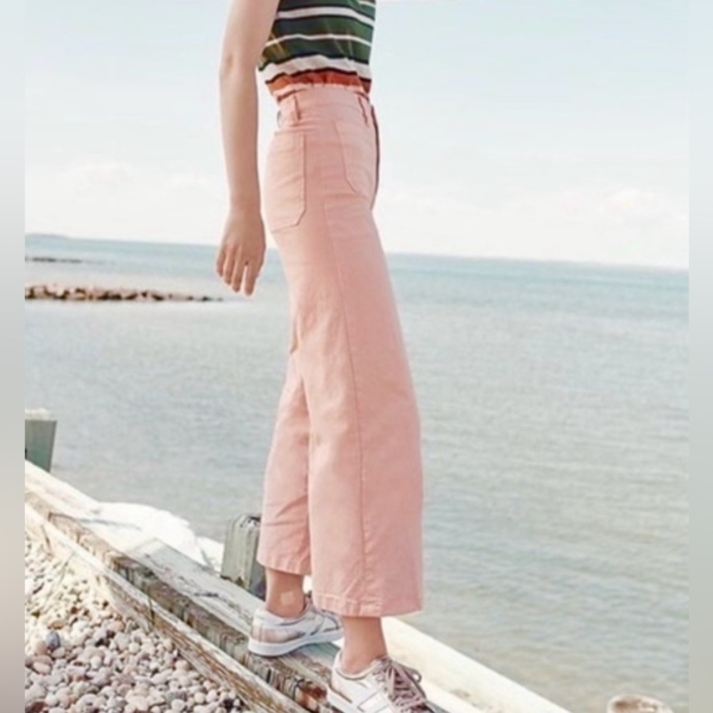 Point Sur J.Crew Size 29 Cropped Wide Leg Lighter Jeans Pale Pink